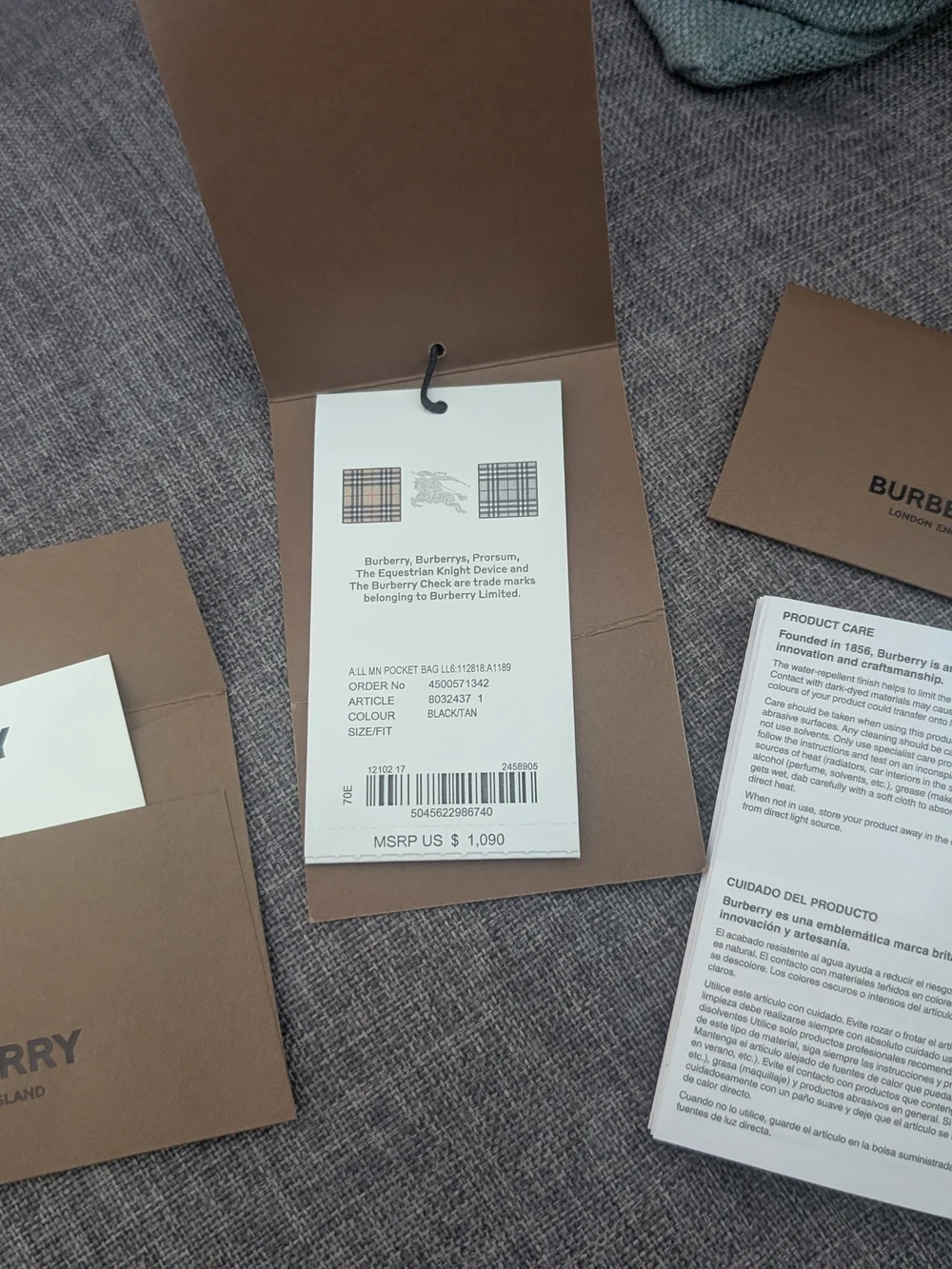 Burberry Black & White Canvas Tote Bag with Top Handle